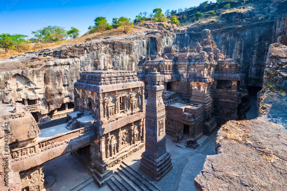 Kailasa Temple Ellora monolithic rock-cut architecture built by Rashtrakutas