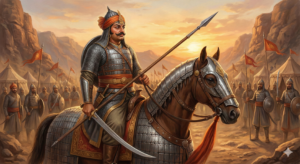 Maharana Pratap riding his horse Chetak