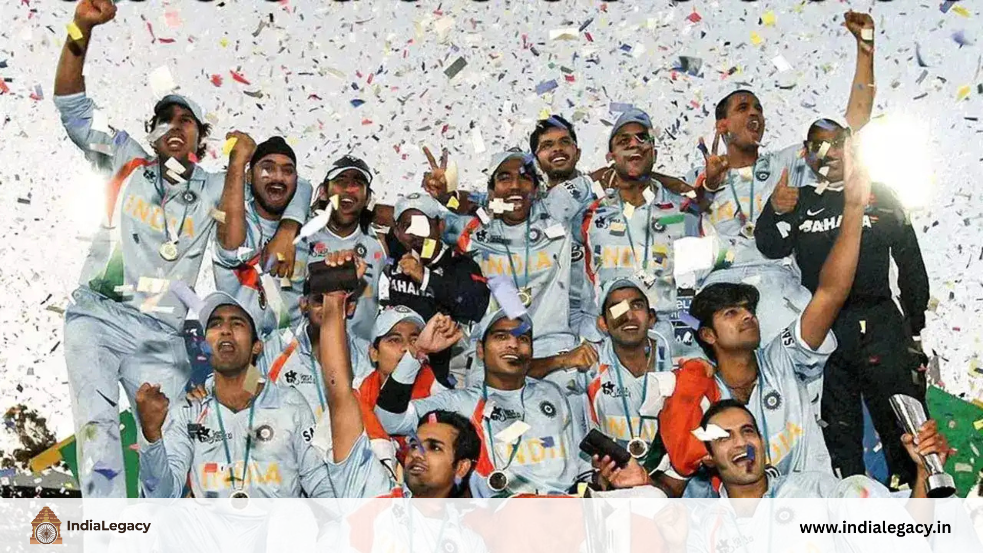 Indian cricket team celebrating World Cup victory with trophy, defining moment of Indian cricket legacy – IndiaLegacy