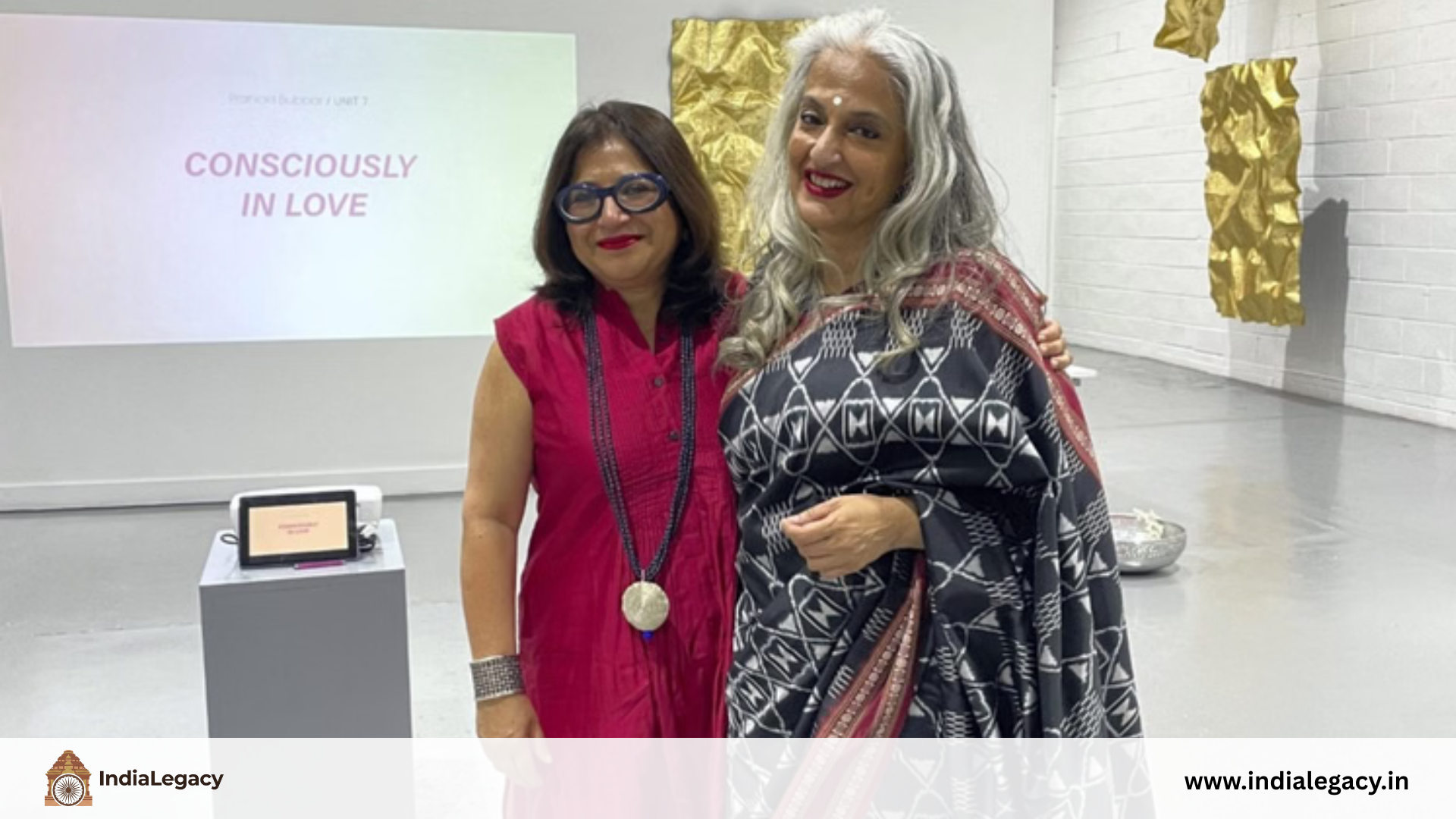 Seema Anand speaking at an Indian mythology cultural event