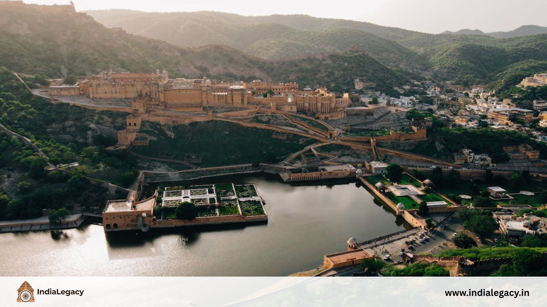 Maota Lake at Amer Fort Jaipur with reflection — Rajasthan India heritage site inidalegacy