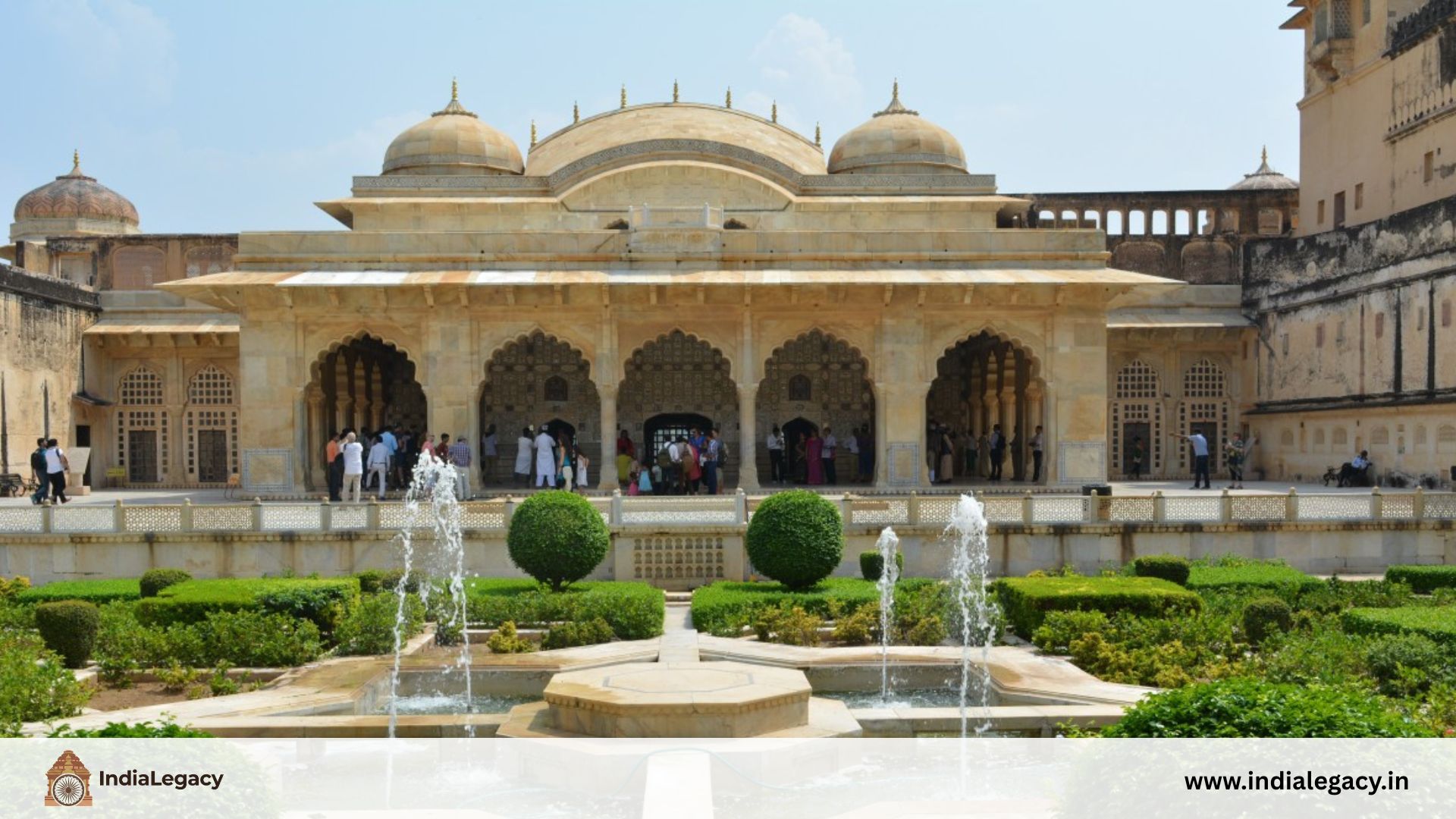 Amer Fort Jaipur main courtyard palace architecture with elephants — Rajasthan heritage indialegacy
