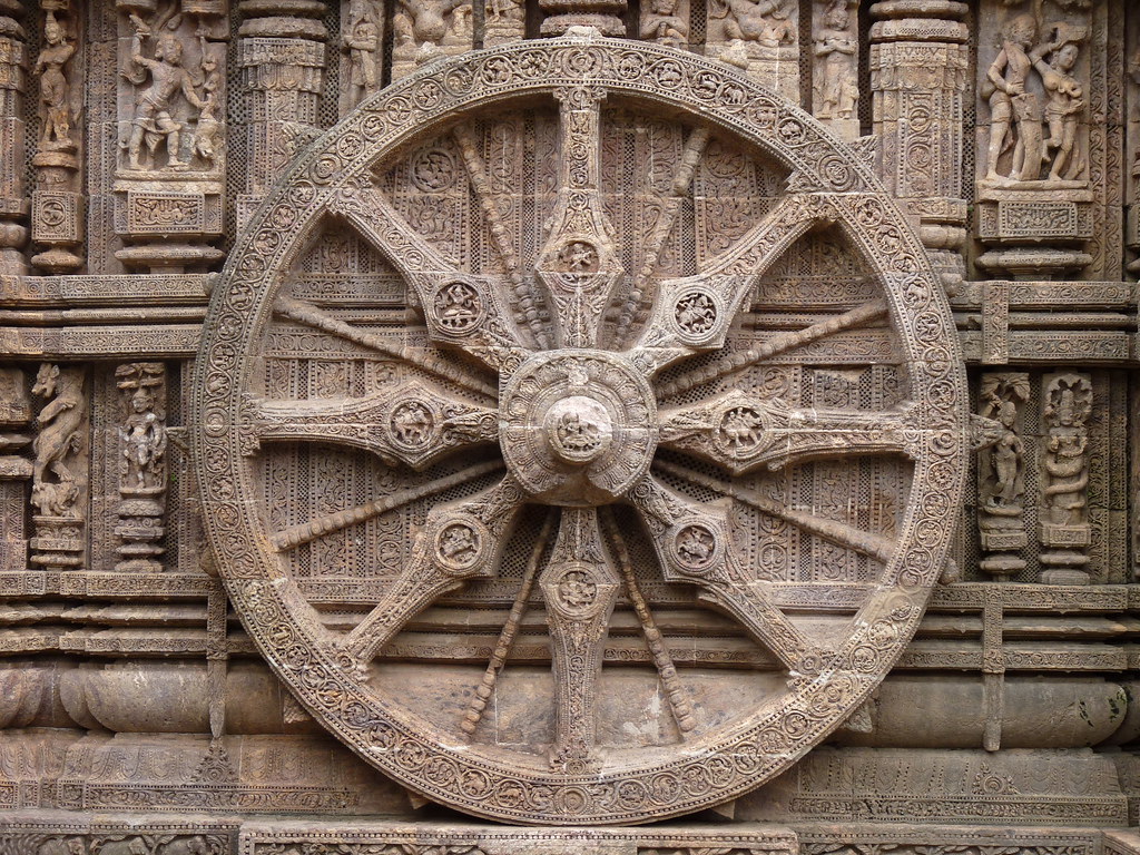 The Ashoka Chakra, the 24-spoked wheel of dhamma that appears at the centre of the Indian national flag