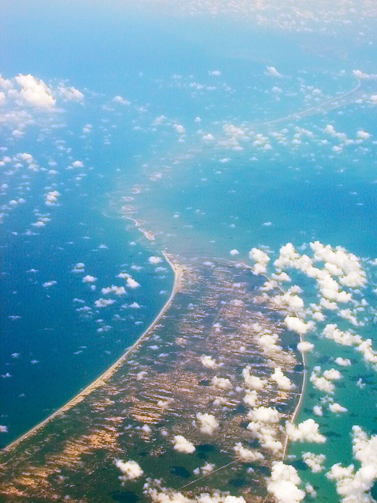 Ram Setu aerial view between India and Sri Lanka